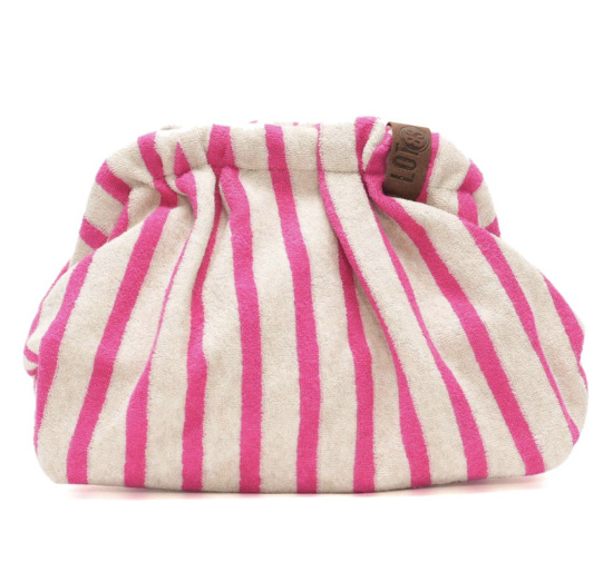 Sac clap éponge écrue lignes fushia