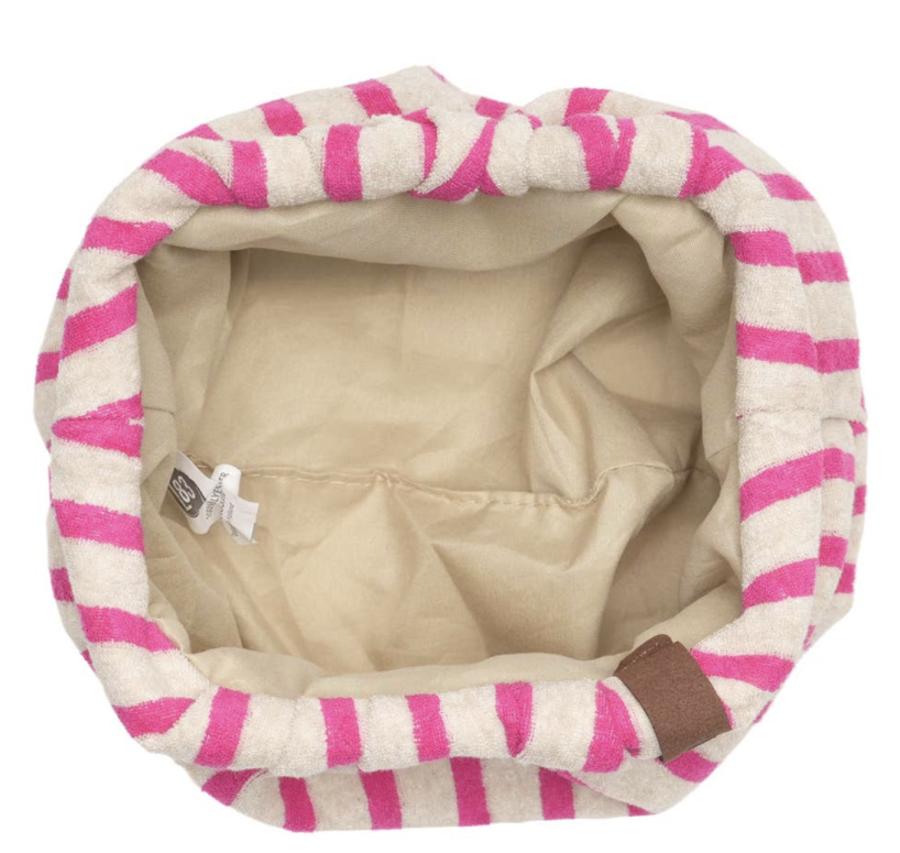 Sac clap éponge écrue lignes fushia