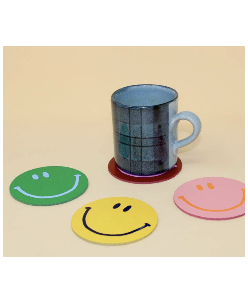 Set 4 sous-verres Smiley cuir