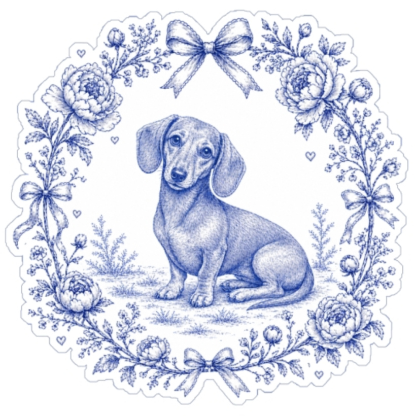 Sticker Teckel bleu