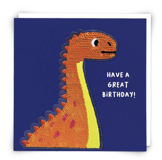 Carte sequins Dinosaure