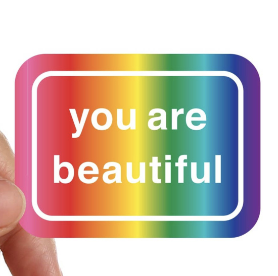 Set 5 stickers You are beautiful rainbow