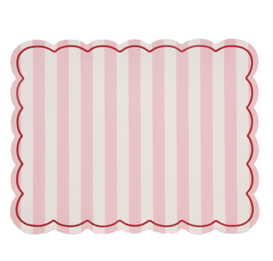 Set de table lignes roses et blanches