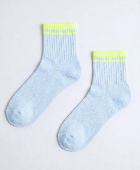 Chaussettes courtes bleu ciel/jaune fluo 35/38