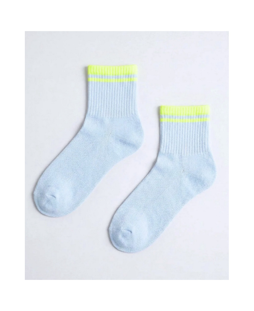 Chaussettes courtes bleu ciel/jaune fluo 35/38