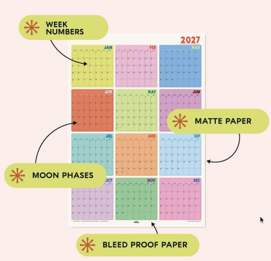 Poster Planner 2027 multicolore