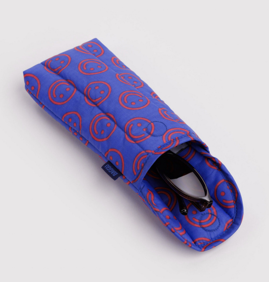 Etui de lunettes matelassé Smileys rouges