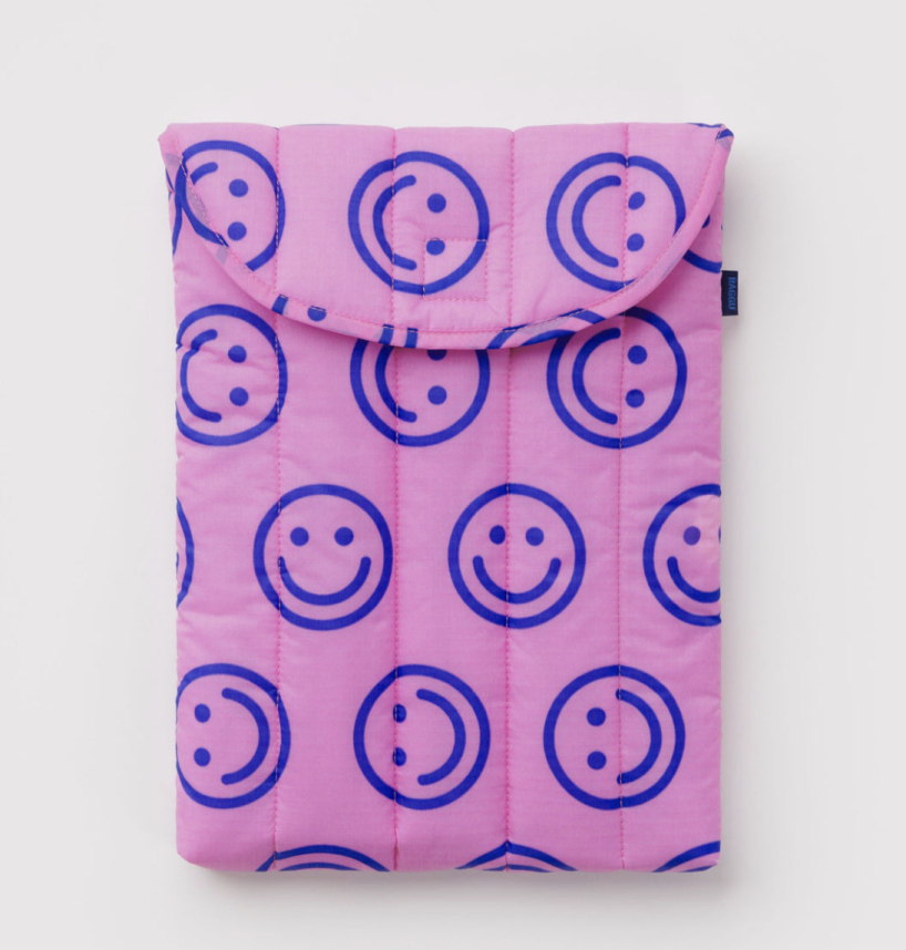 Housse d'ordinateur matelassée 13" Smileys bleus