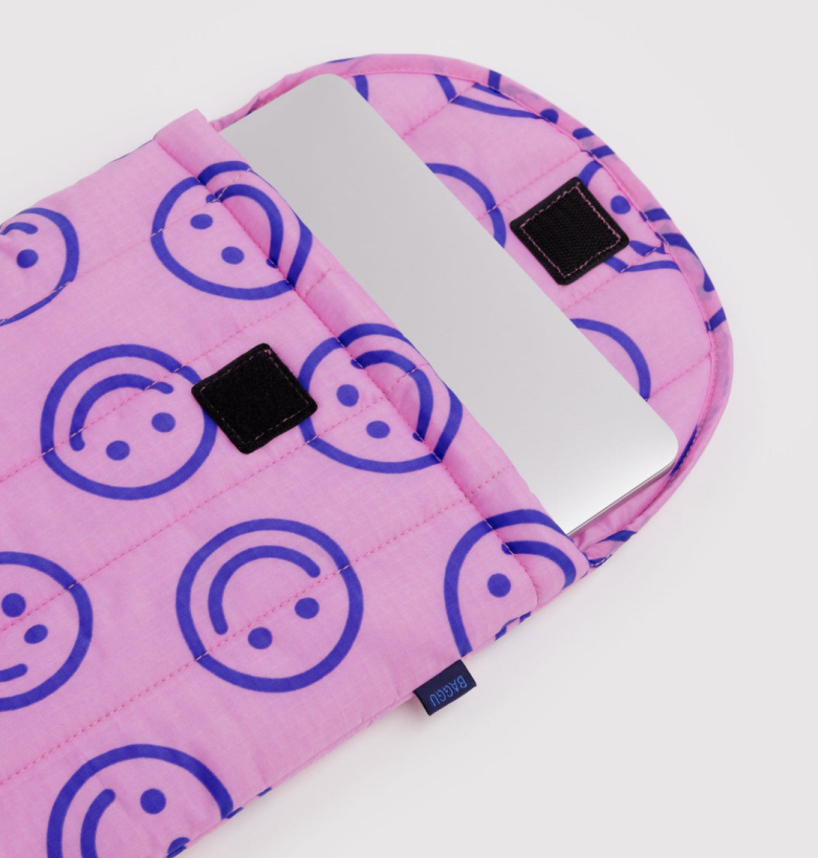 Housse d'ordinateur matelassée 13" Smileys bleus