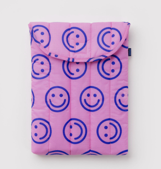 Housse d'ordinateur matelassée 16" Smileys bleus