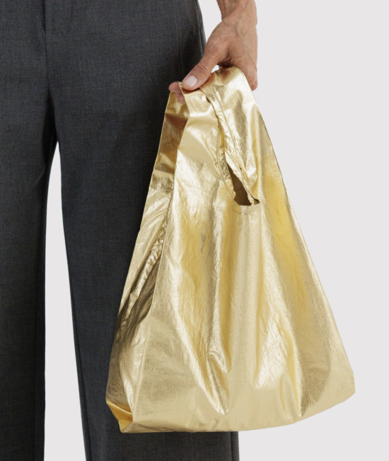 Petit sac réutilisable métal or