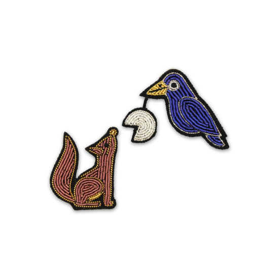 Broche brodée Corbeau et Renard Macon&Lesquoy
