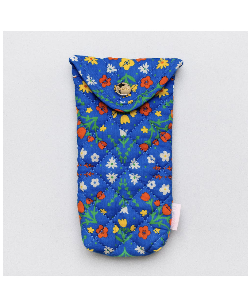 Pochette lunettes bleue fleurs