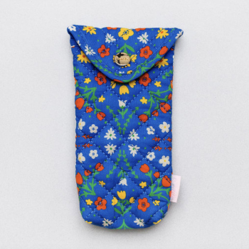 Pochette lunettes bleue fleurs