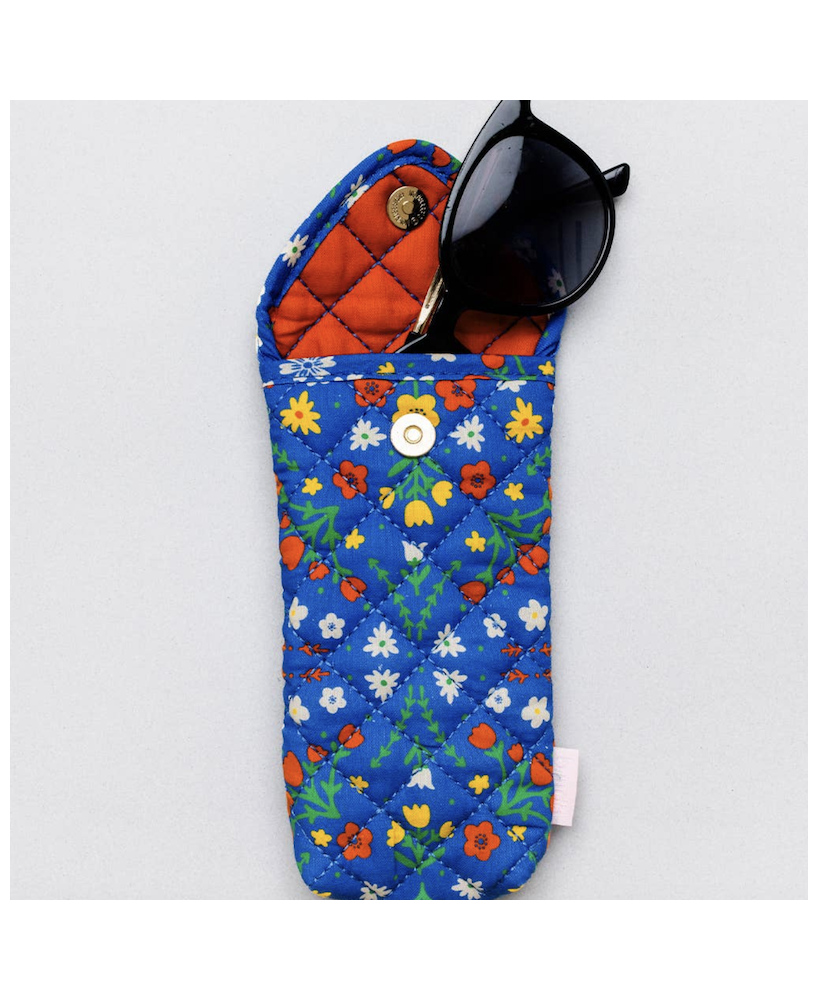 Pochette lunettes bleue fleurs