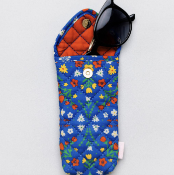 Pochette lunettes bleue fleurs