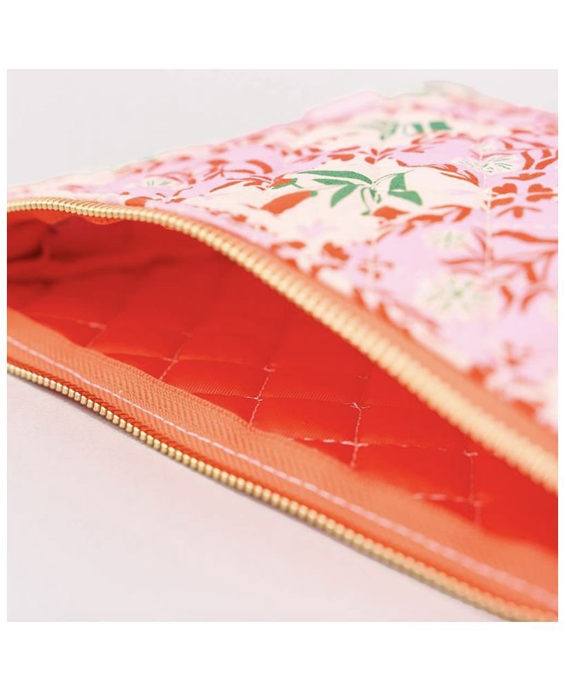 Pochette fleurie rose/rouge capitonnée