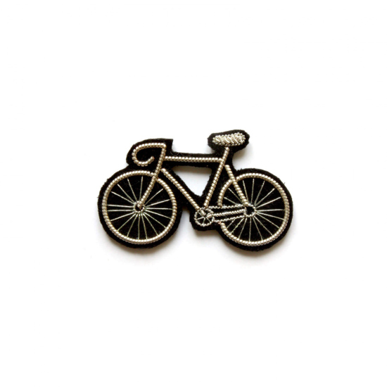 Broche brodée Vélo argent