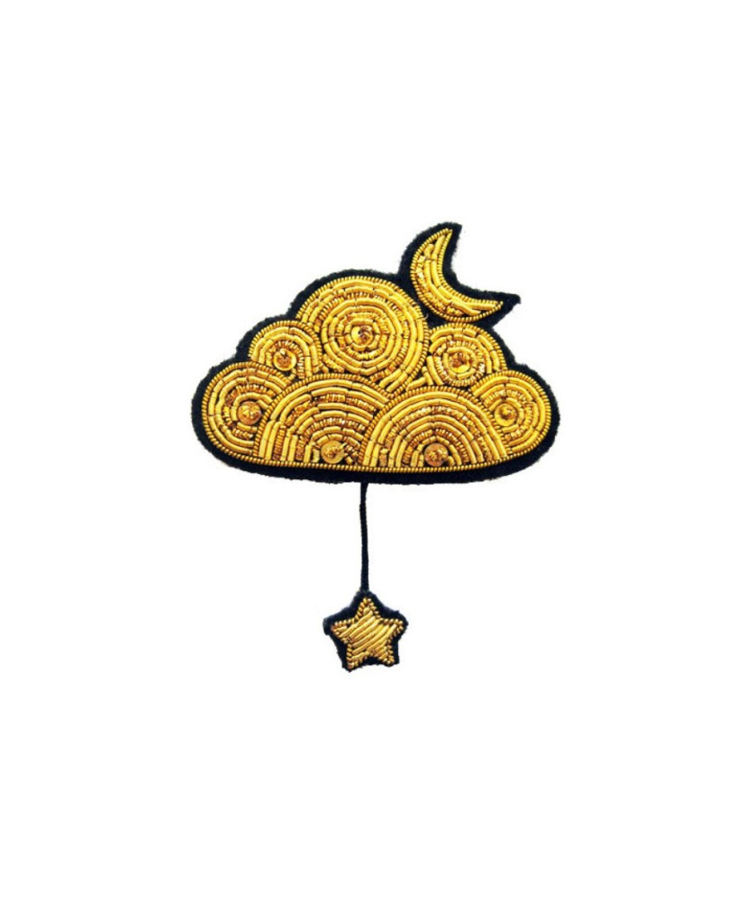Broche brodée nuage doré Macon&Lesquoy