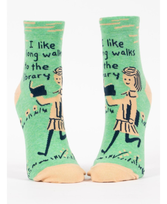 Chaussettes I like long walks to the library