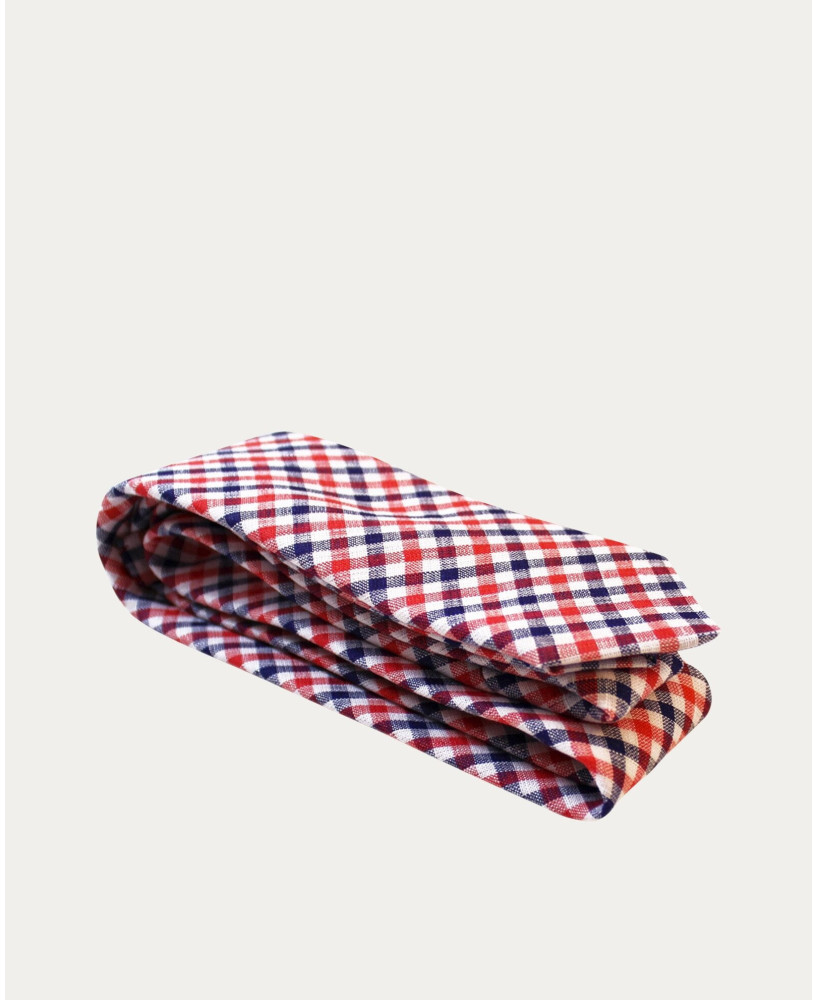 Cravate carreaux Pochette Square lin