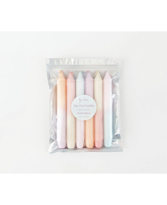 Set 6 bougies Dip Dye pastel