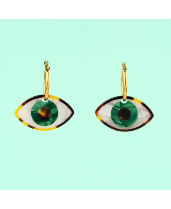 Boucles d’oreille Yeux verts Coucou Suzette