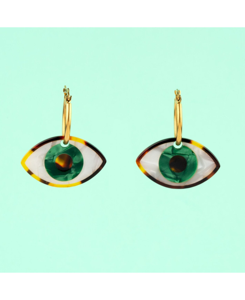 Boucles d’oreille Yeux verts Coucou Suzette