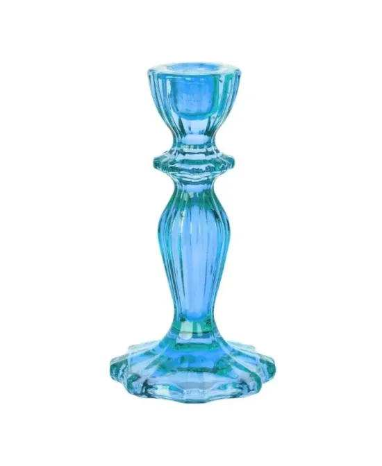 Bougeoir verre bleu