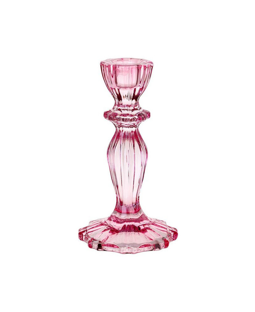 Bougeoir verre rose