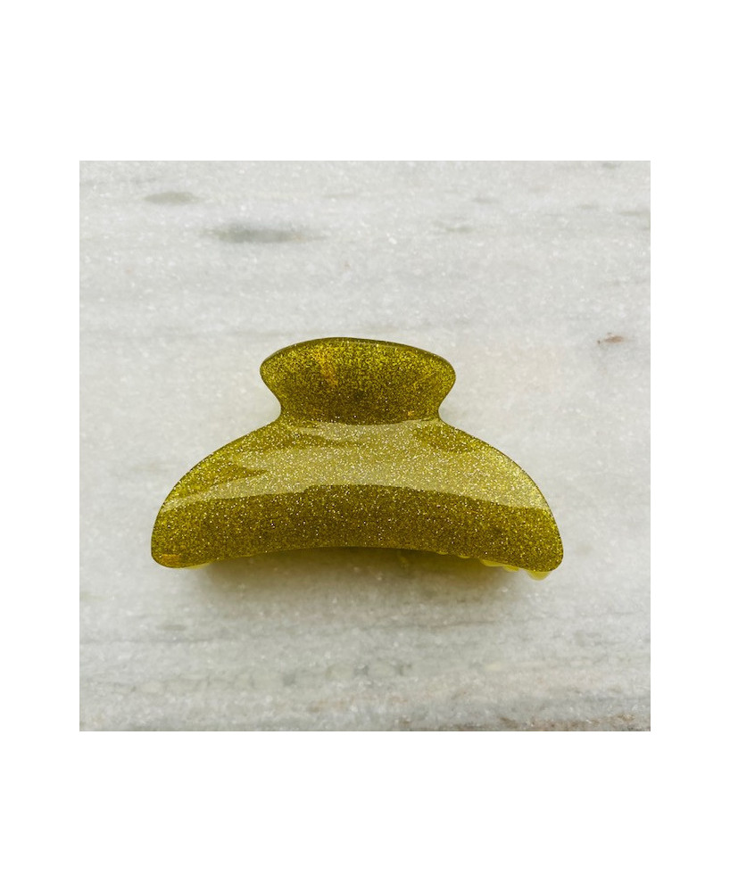 Pince à cheveux glitter jaune
