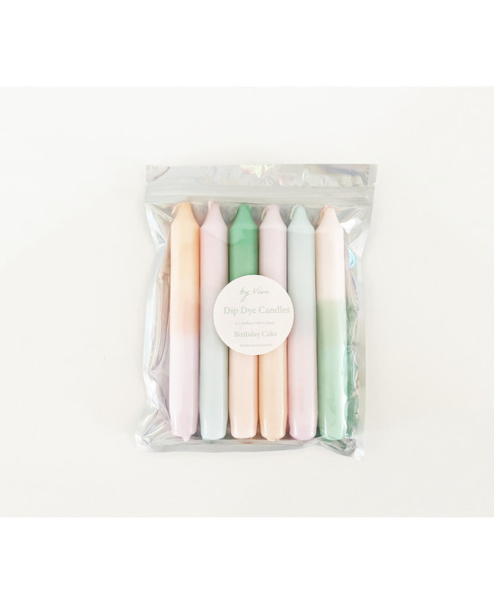 Set 6 bougies Dip Dye Birthday cake