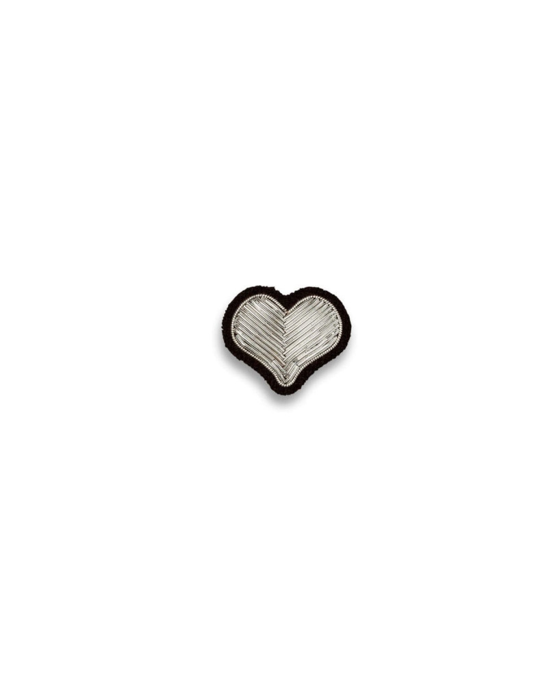 Broche brodée coeur argent Macon&Lesquoy