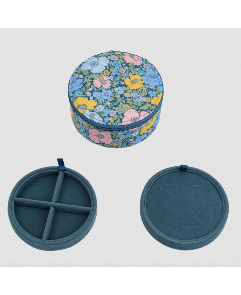 Boite à bijoux ronde Liberty Meadow song blue