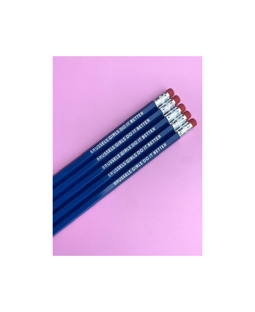Set 5 crayons bleus Brussels girls do it better