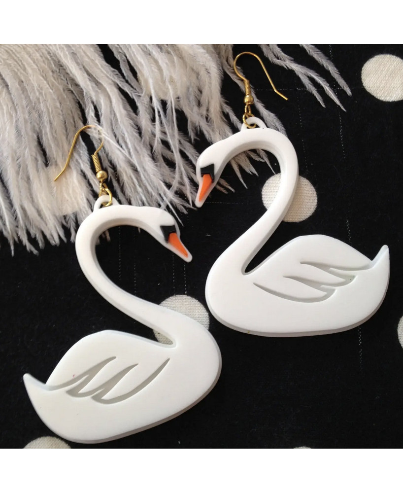 Boucles d’oreille Cygne
