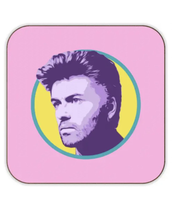 Sous-verre George Michael fond rose