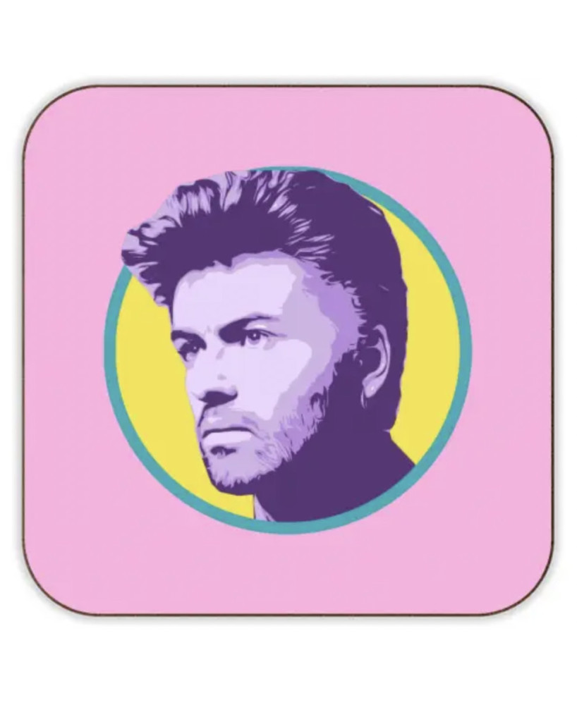 Sous-verre George Michael fond rose