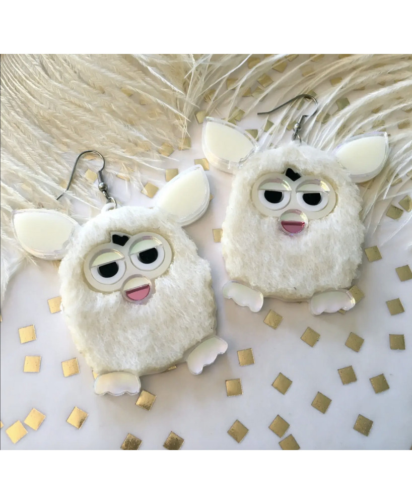 Boucles d’oreille Furby écru