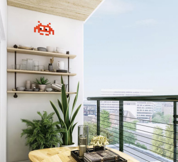 Mosaique adhésive Space Alien rouge