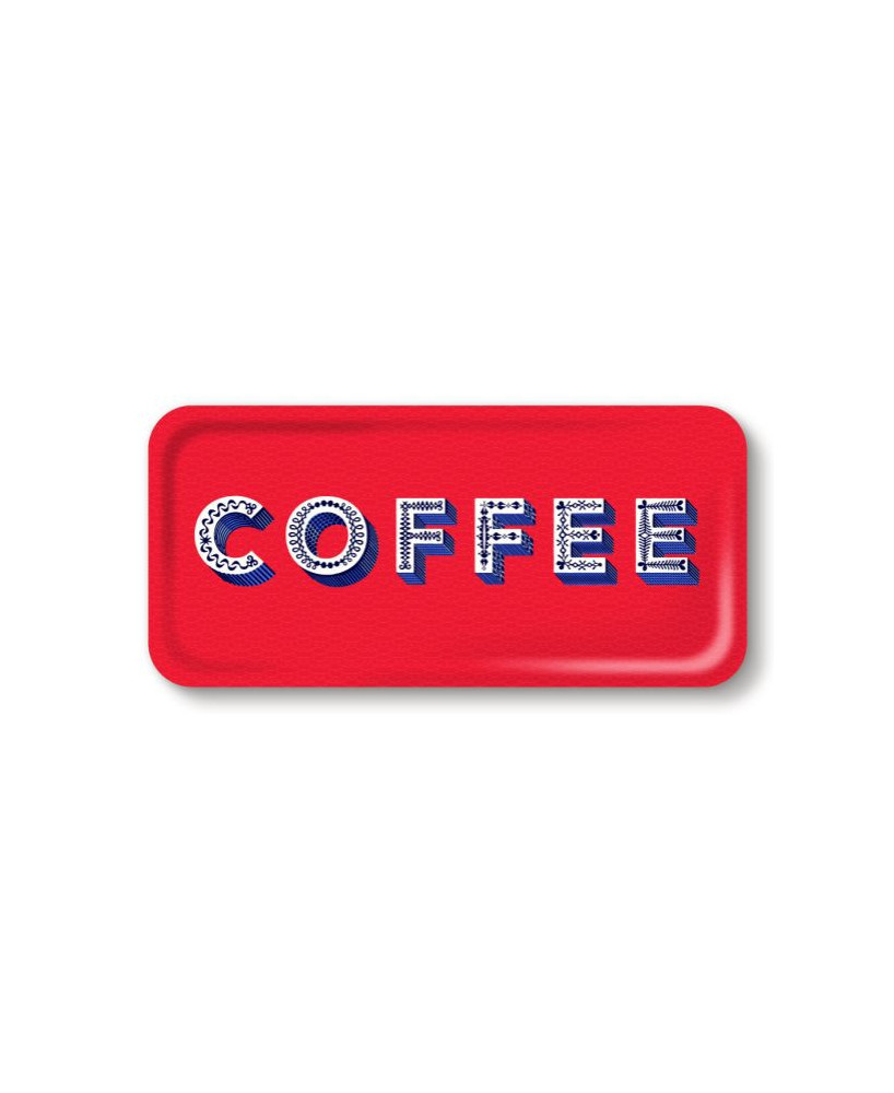 Plateau rectangulaire rouge Coffee