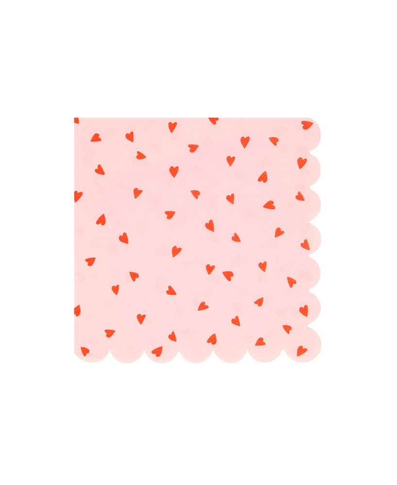 Serviettes Petits coeurs rouges L