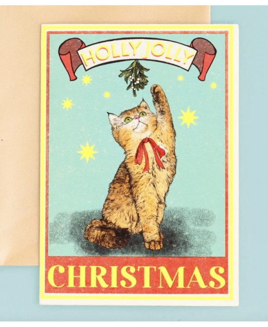 Carte Holly Jolly Cat Christmas