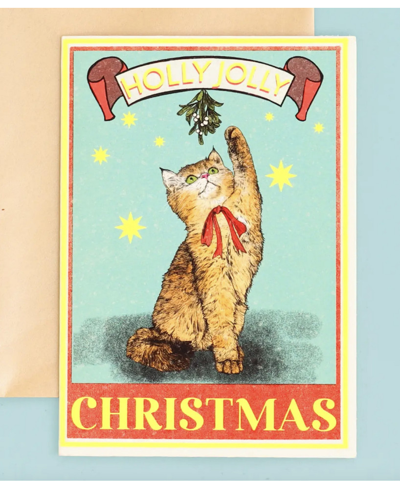 Carte Holly Jolly Cat Christmas