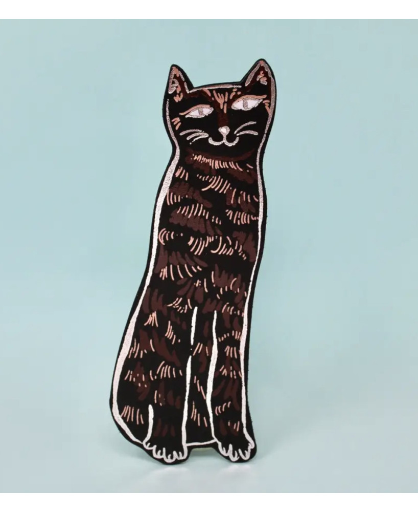 Marque-page cuir Chat noir