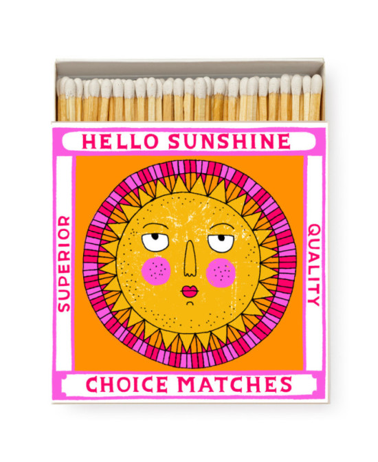 Boîte carrée d'allumettes Soleil jaune