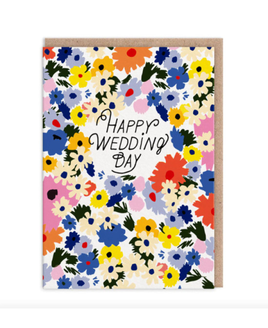 Carte Happy wedding day fleurs