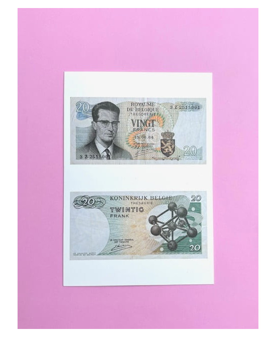 Carte postale Billet de 20 francs belges