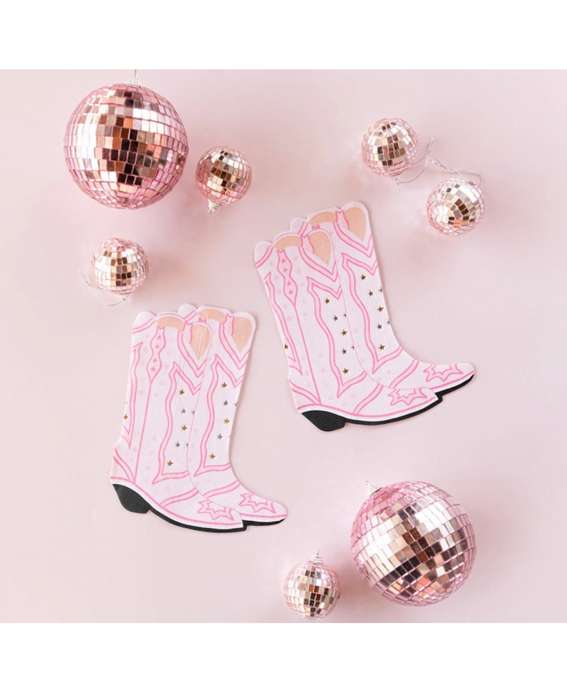 Serviettes en papier Cowboy boots roses