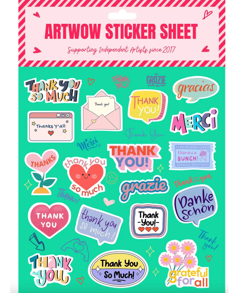Planche de stickers Thank you
